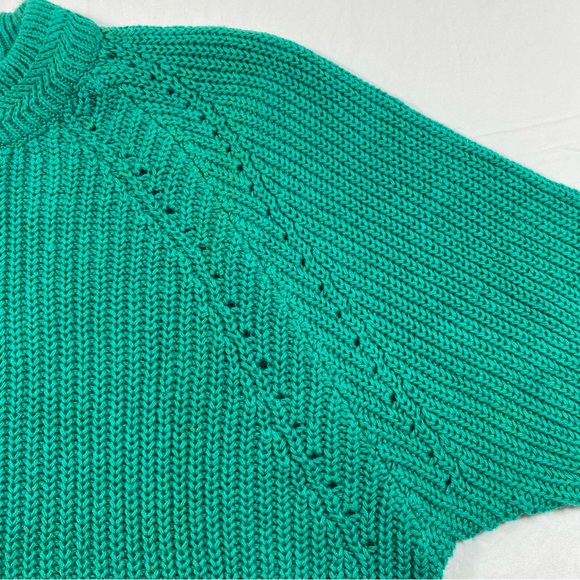 Crystal Knit Turtleneck Short-sleeved Sweater Teal  Cozy Thick Oversized… - Picture 5 of 8